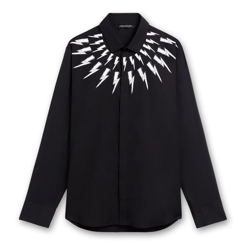 Neil Barrett - Fair-Isle Thunderbolt Shirt in Black - Nigel Clare