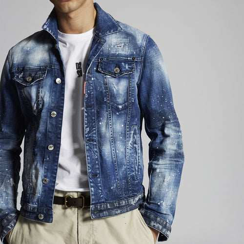 DSQUARED2 - Medium 2 Wash Dan Denim Jacket in Blue - Nigel Clare