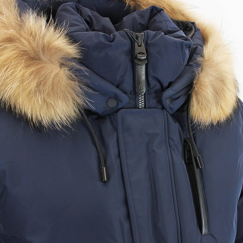 Mackage - Nathan Down Bomber Jacket with Removable Hood in Navy - Nigel Clare