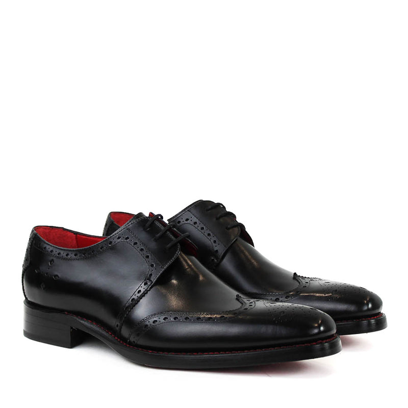 Jeffery West - Bay Dexter Semi Brogue Derby Shoes in Black - Nigel Clare