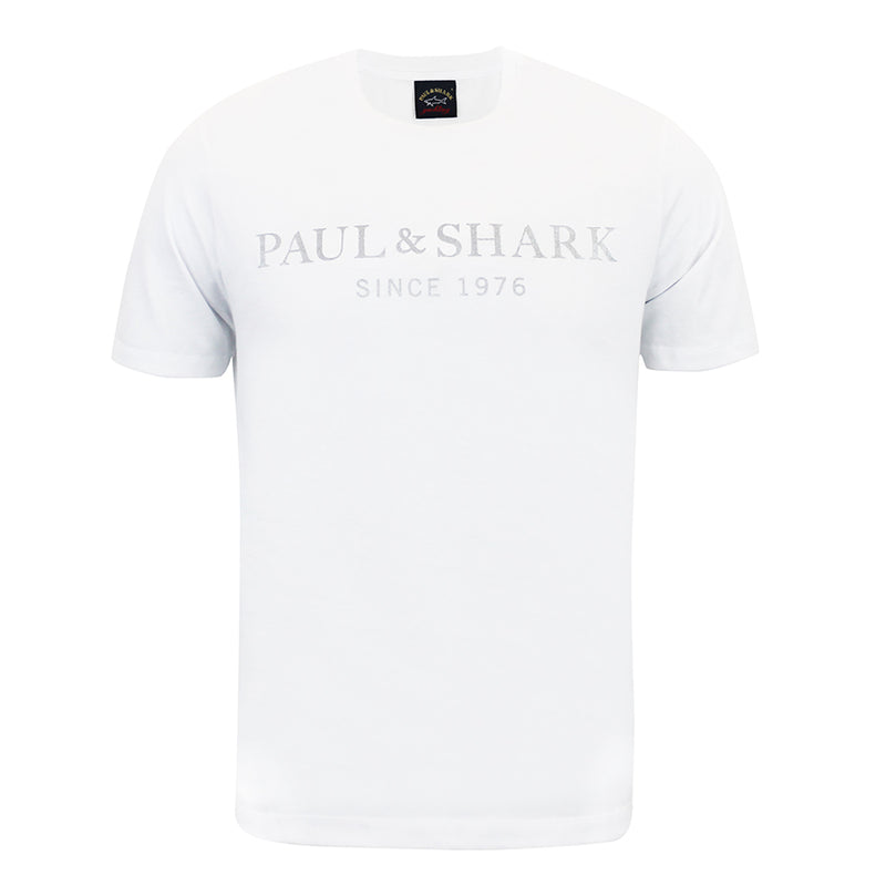 Paul & Shark - Reflective Logo T-Shirt in White - Nigel Clare