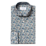 Eton - Slim Fit Stained Floral Print Shirt in Blue - Nigel Clare