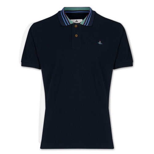 Vivienne Westwood - Striped Collar Polo in Navy - Nigel Clare