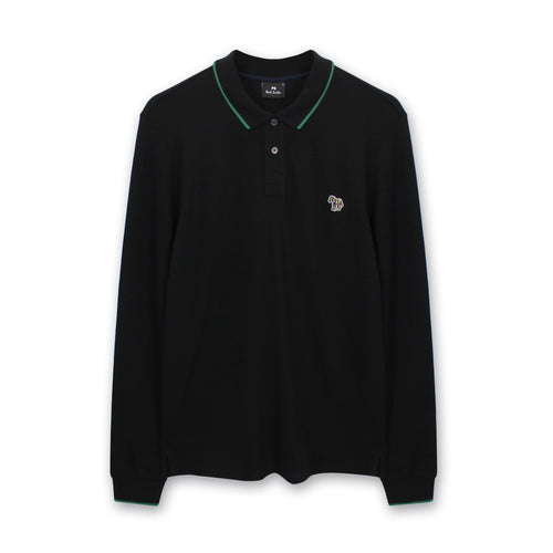 PS Paul Smith - Slim Fit LS Polo Shirt in Black - Nigel Clare
