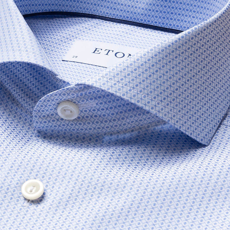 Eton - Slim Fit Brocade Pattern Shirt in Blue - Nigel Clare