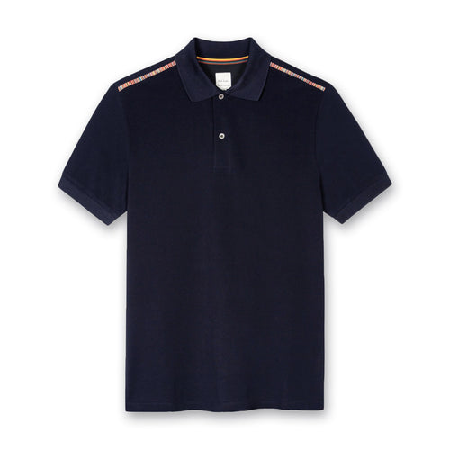 Paul Smith - Signature Stripe Shoulder Trim Polo Shirt in Navy - Nigel Clare