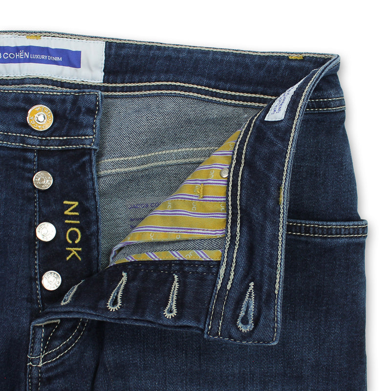 Jacob Cohen - Nick Slim Fit Suede Tan Badge Jeans - Nigel Clare