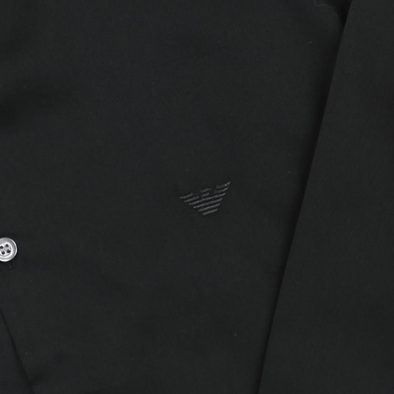 Emporio Armani - Slim Fit Stretch Poplin Shirt in Black - Nigel Clare