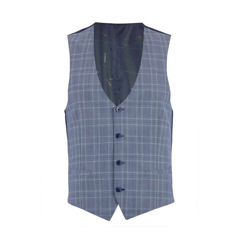 Remus Uomo - X-Slim Fit Lazio Check 3 Piece Suit in Sky Blue - Nigel Clare