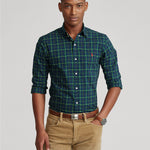 Polo Ralph Lauren - Custom Fit Plaid Poplin Shirt in Navy/Green - Nigel Clare