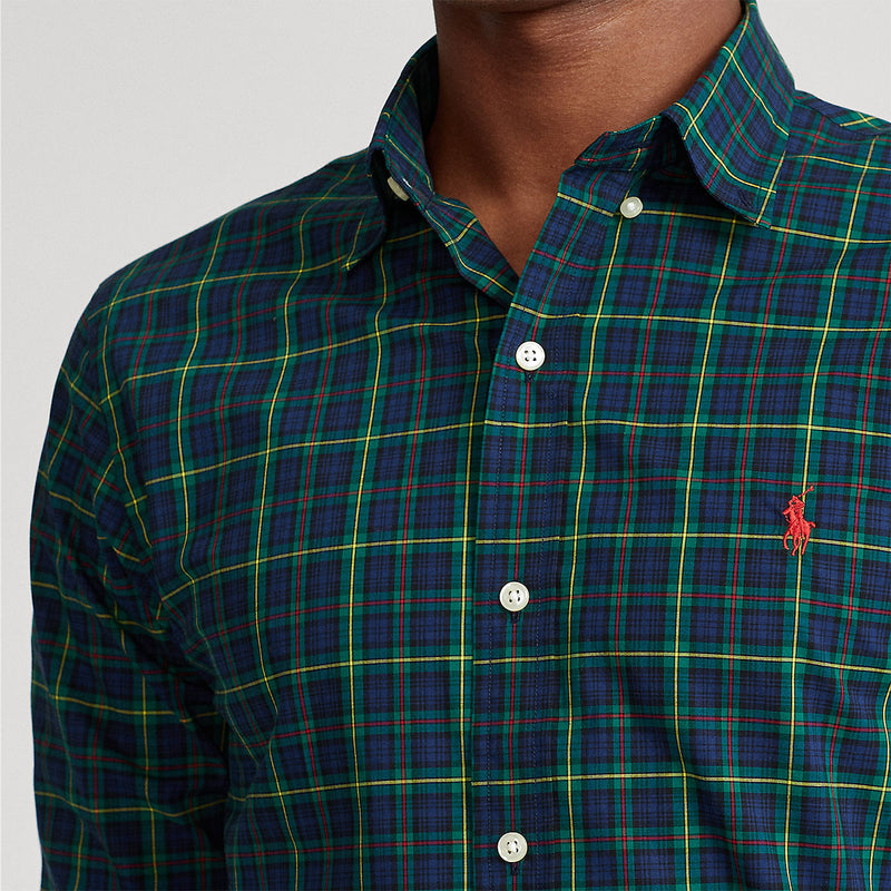 Polo Ralph Lauren - Custom Fit Plaid Poplin Shirt in Navy/Green - Nigel Clare