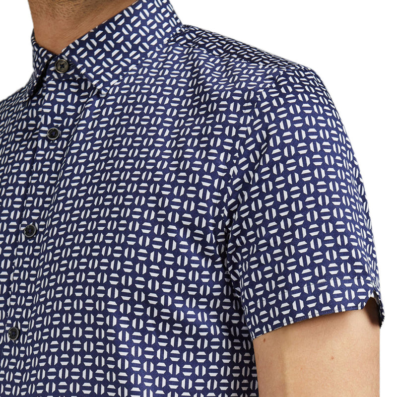 Ted Baker - STEEVE Geo Print Cotton SS Shirt in Navy - Nigel Clare