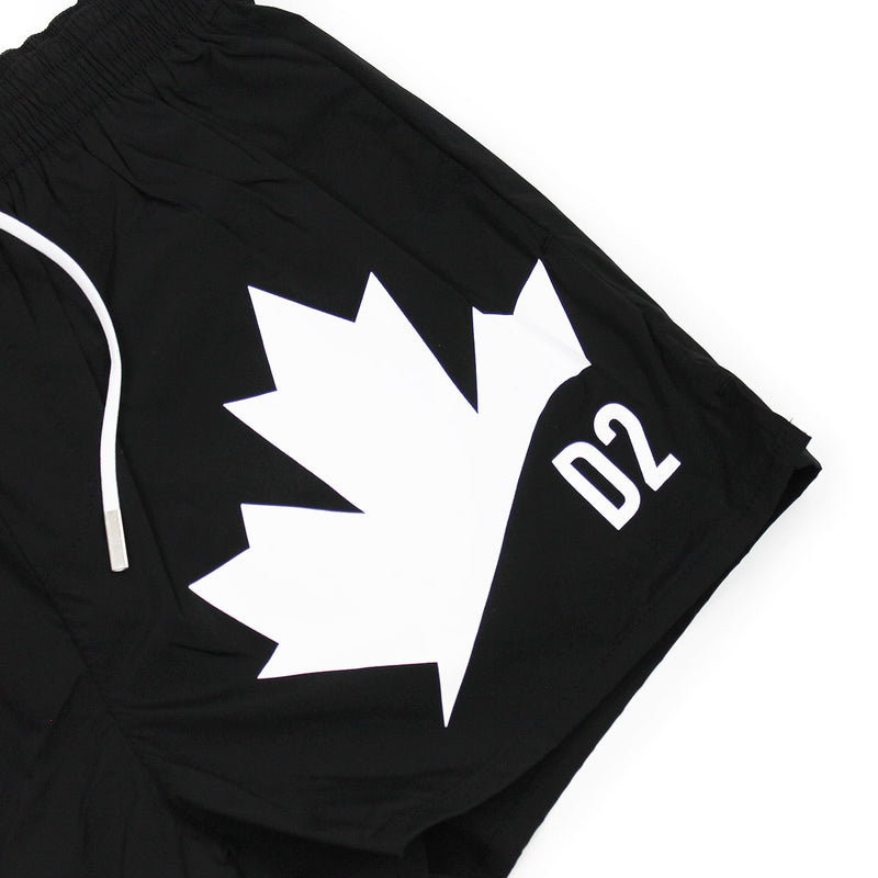 DSQUARED2 -  D2 Leaf Logo Swim Shorts in Black - Nigel Clare
