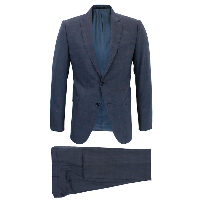 Emporio Armani - M Line Slim Fit Navy Suit with Burgundy Check - Nigel Clare
