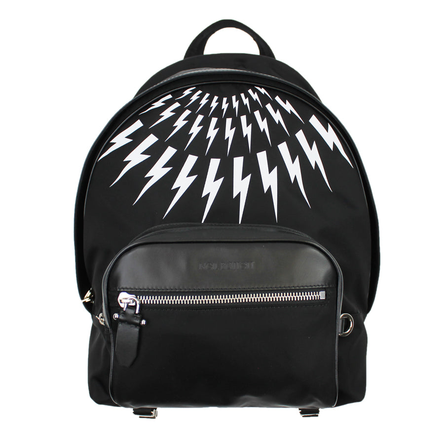 Neil Barrett Lightning Bolt Backpack in Black & White