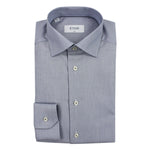 Eton - Slim Fit Textured Patterned Shirt in Blue - Nigel Clare