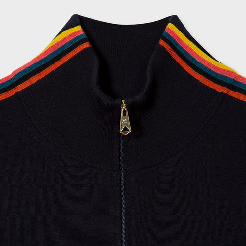 Paul Smith - 'Artist Stripe' Zip Neck Jumper in Black - Nigel Clare