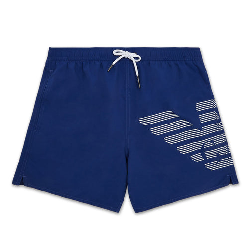 Emporio Armani - Standout Eagle Swim Shorts in Blue - Nigel Clare