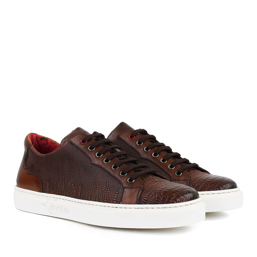 Jeffery West - Apolo Grain Leather Trainers in Brown - Nigel Clare