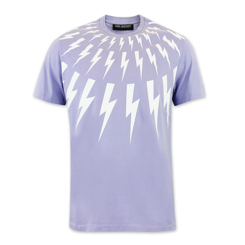 Neil Barrett - Fair-Isle Thunderbolt T-Shirt in Lilac - Nigel Clare