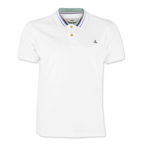 Vivienne Westwood - Striped Collar Polo in White - Nigel Clare