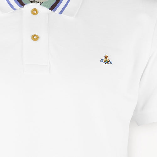 Vivienne Westwood - Striped Collar Polo in White - Nigel Clare