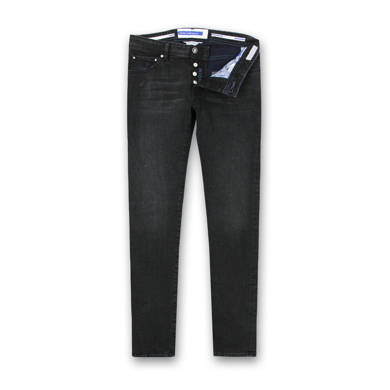 Jacob Cohen - M06 Nick Washed Black Jeans with Navy Badge - Nigel Clare