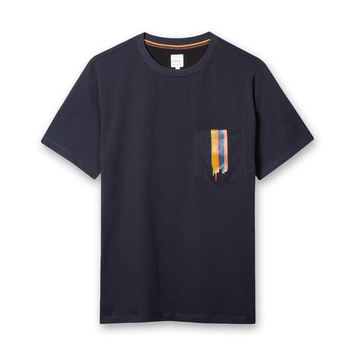 Paul Smith - Painted Stripe Pocket T-Shirt in Navy - Nigel Clare