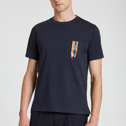 Paul Smith - Painted Stripe Pocket T-Shirt in Navy - Nigel Clare