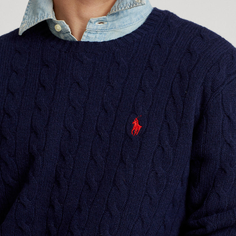 Polo Ralph Lauren - Cable Knit Jumper in Navy - Nigel Clare