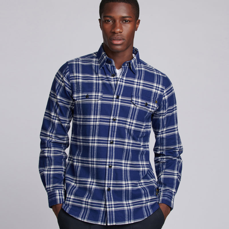 Barbour Intl. - Tailored Fit Bold Check Shirt in Blue - Nigel Clare