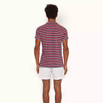 Orlebar Brown - Terry Towelling Stripe Polo Shirt in Red/Blue - Nigel Clare
