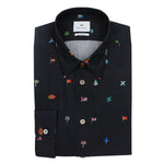 PS Paul Smith - Tailored Fit Printed Shirt in Navy - Nigel Clare