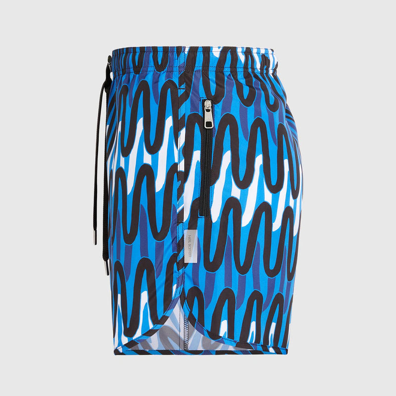Neil Barrett - Scribble Stripes Swim Shorts in Blue - Nigel Clare