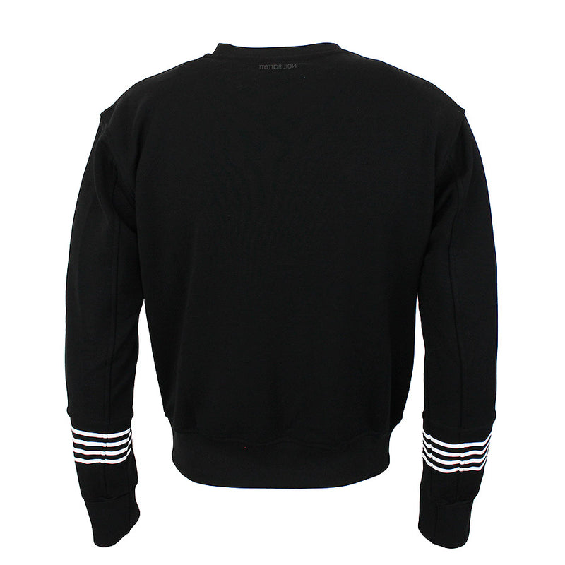 Neil Barrett - Striped Sleeve Luxury Sweatshirt in Black - Nigel Clare