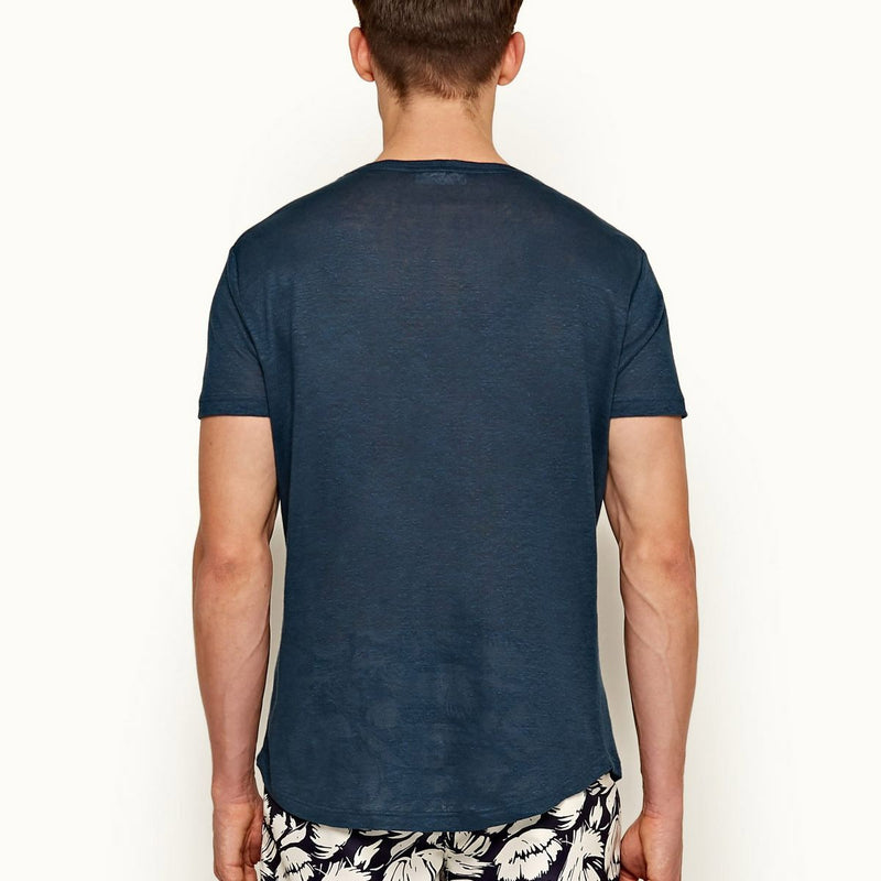 Orlebar Brown - OB-T Linen Tailored Fit T-Shirt in Blue Slate - Nigel Clare