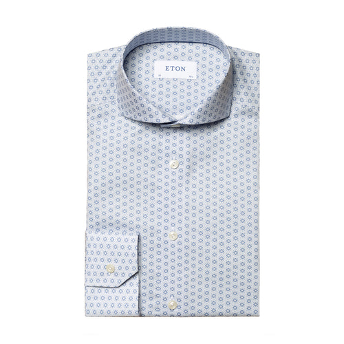 Eton - Slim Fit Patterned Shirt in Blue - Nigel Clare
