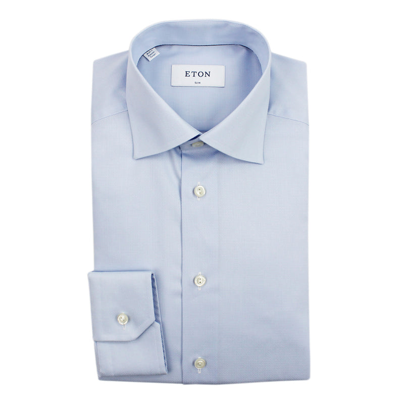 Eton - Slim Fit Self Patterned Shirt in Blue - Nigel Clare