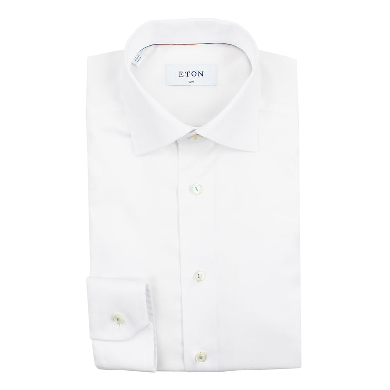 Eton - Slim Fit Royal Twill Shirt in White - Nigel Clare