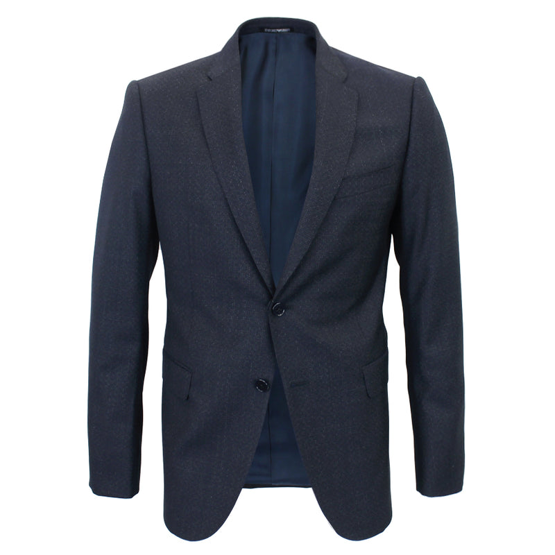 Emporio Armani - M Line Slim Fit Microcheck Pattern Suit in Navy - Nigel Clare