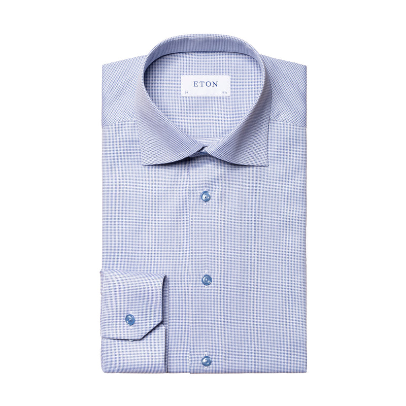 Eton - Contemporary Fit Pin Dot Shirt in Blue - Nigel Clare