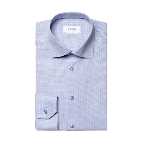 Eton - Contemporary Fit Pin Dot Shirt in Blue | Nigel Clare