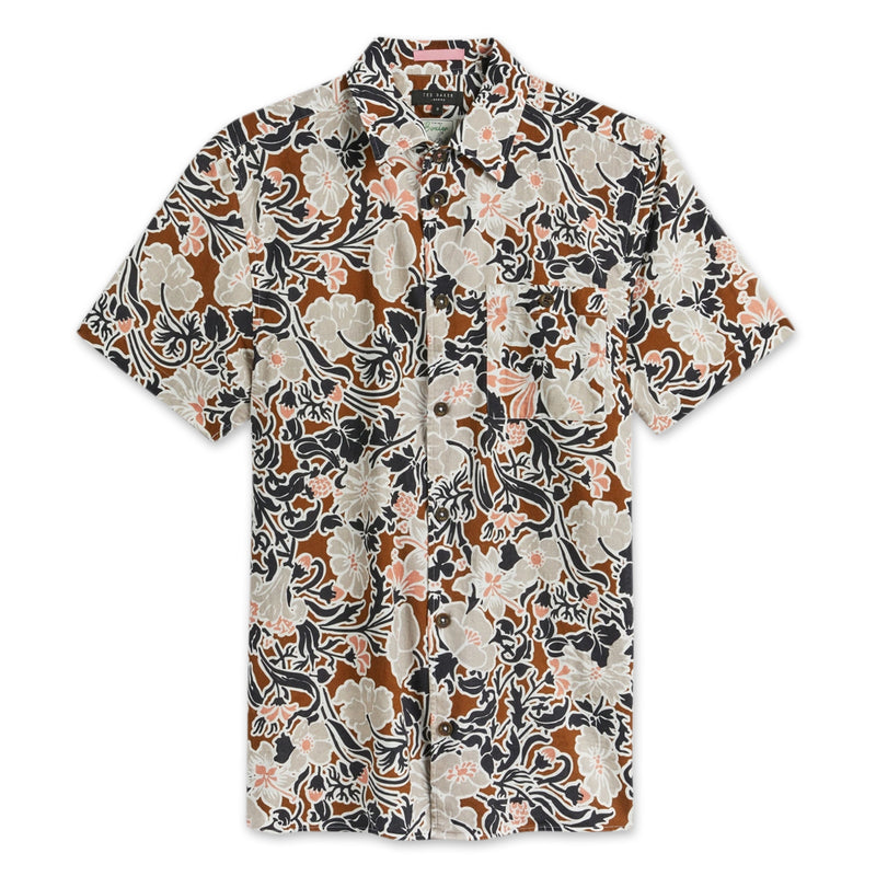 Ted Baker - SITCOM SS Floral Shirt in Brown - Nigel Clare