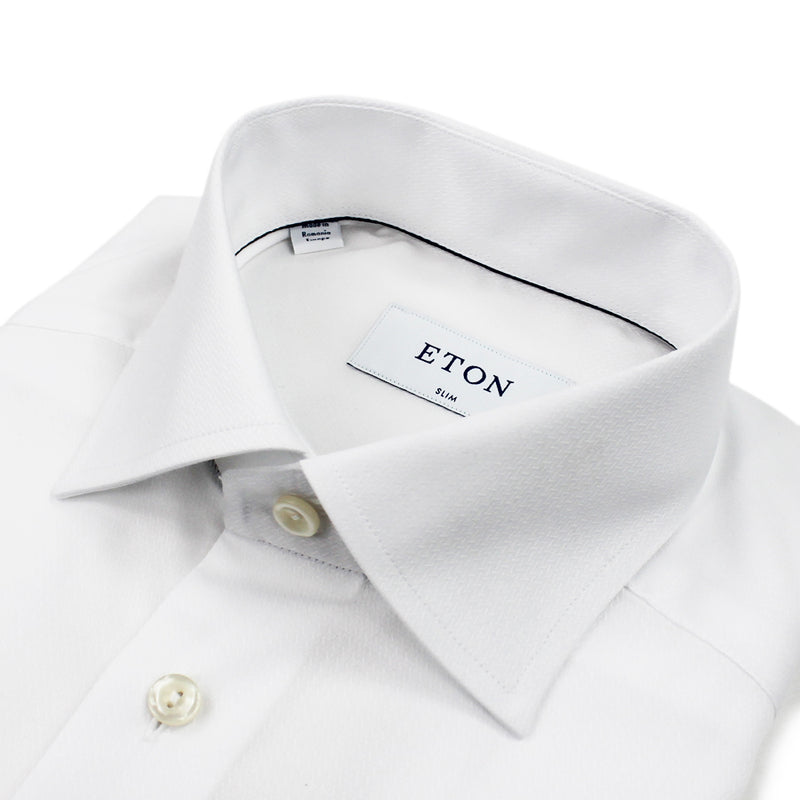 Eton - Slim Fit Self Woven Shirt in White - Nigel Clare