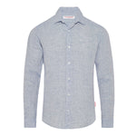 Orlebar Brown - Giles Linen Shirt in Navy/White - Nigel Clare