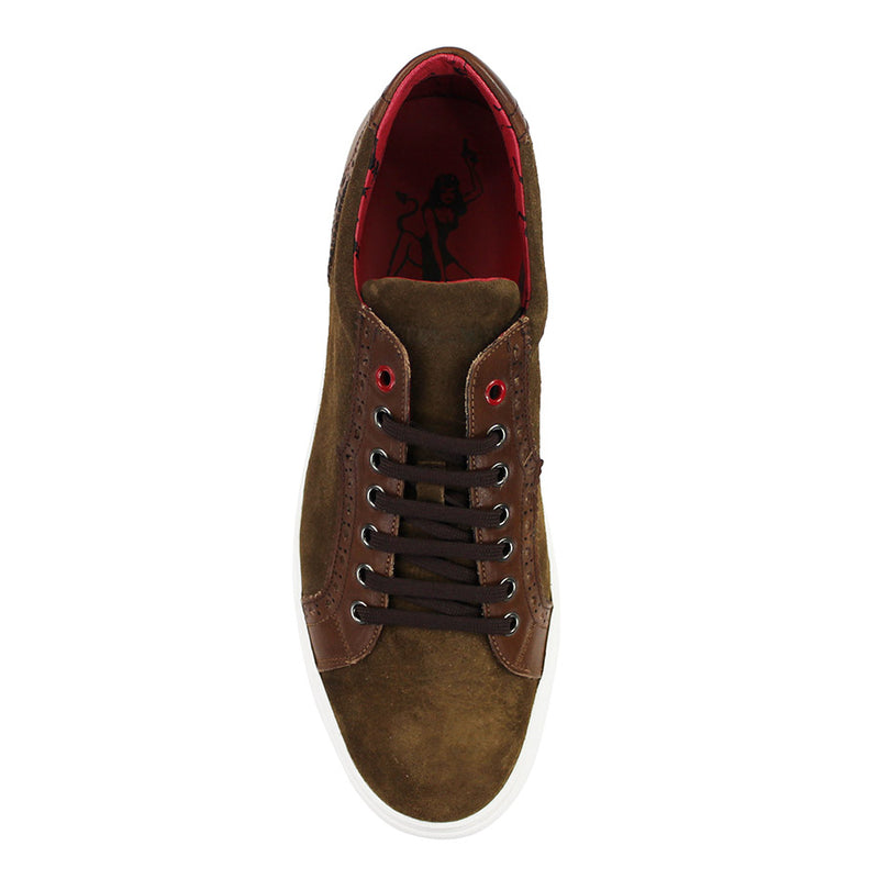 Jeffery West - Apolo Velour Leather Trainers in Cognac - Nigel Clare