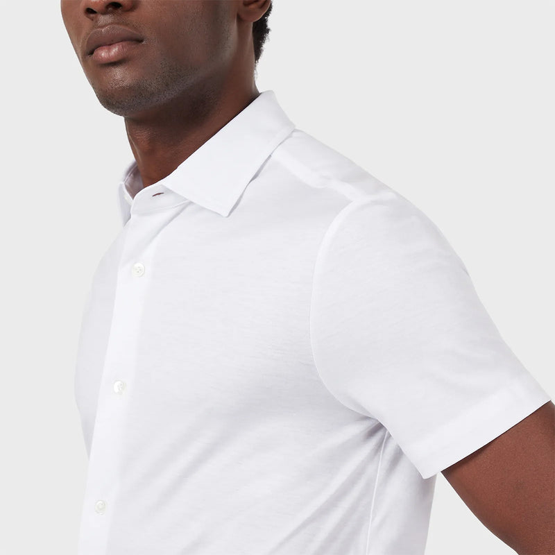 Emporio Armani - SS Jersey Blend Shirt in White - Nigel Clare