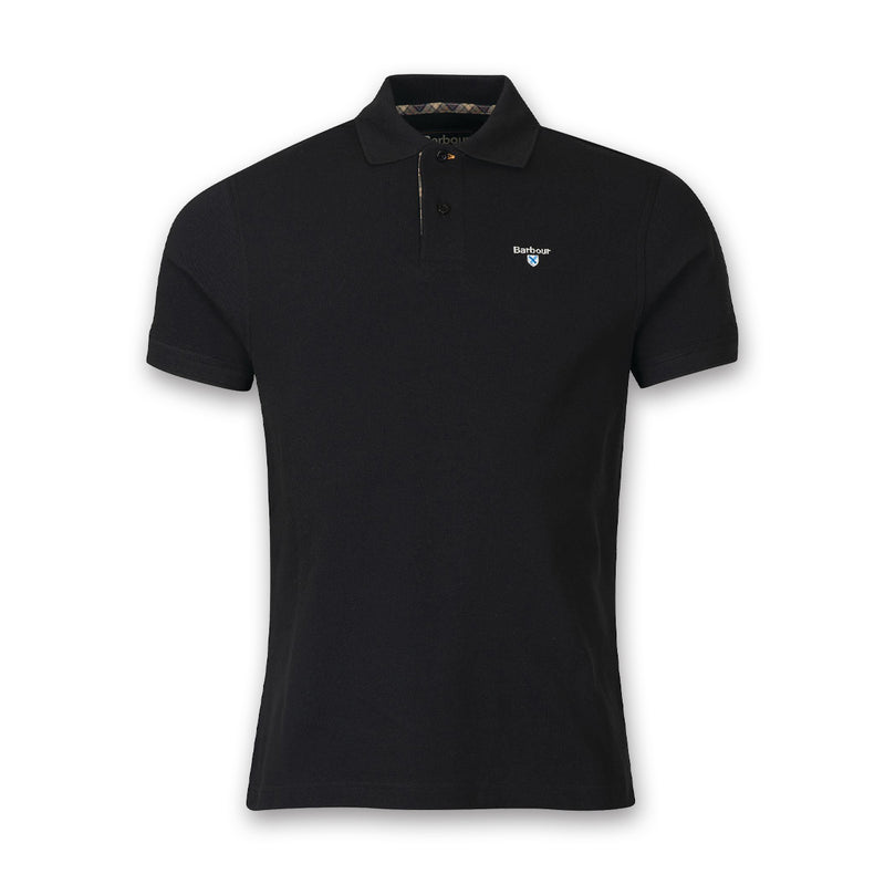 Barbour - Tartan Pique Polo Shirt in Black - Nigel Clare