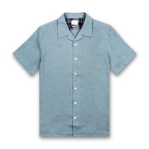 PS Paul Smith - Casual Fit SS Linen Shirt in Light Blue - Nigel Clare