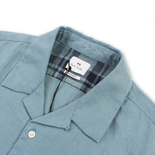 PS Paul Smith - Casual Fit SS Linen Shirt in Light Blue - Nigel Clare
